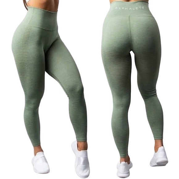 Alphalete Pants - Alphalete Halo High Waisted Leggings in Sage Green - Size S
